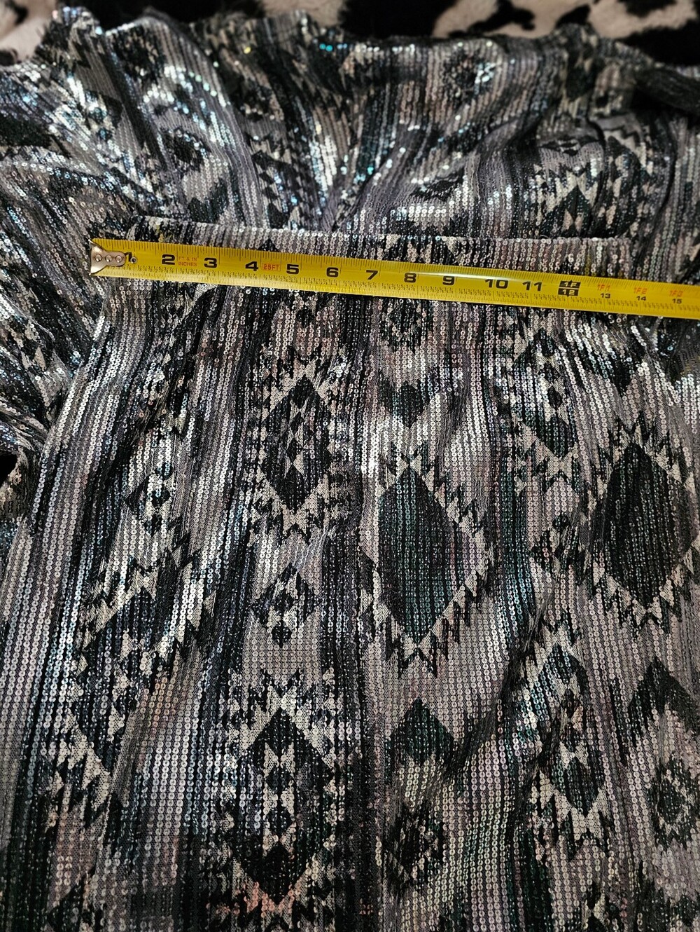 Crazy Train Sequin Maxi Skirt Western Aztec Silver Black Turquoise - Picture 9 of 13